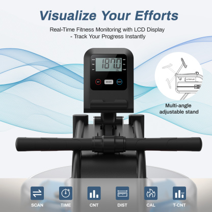 MERACH Water Rowing Machine for Home Use 350 lbs Weight Capacity with LCD Monitor