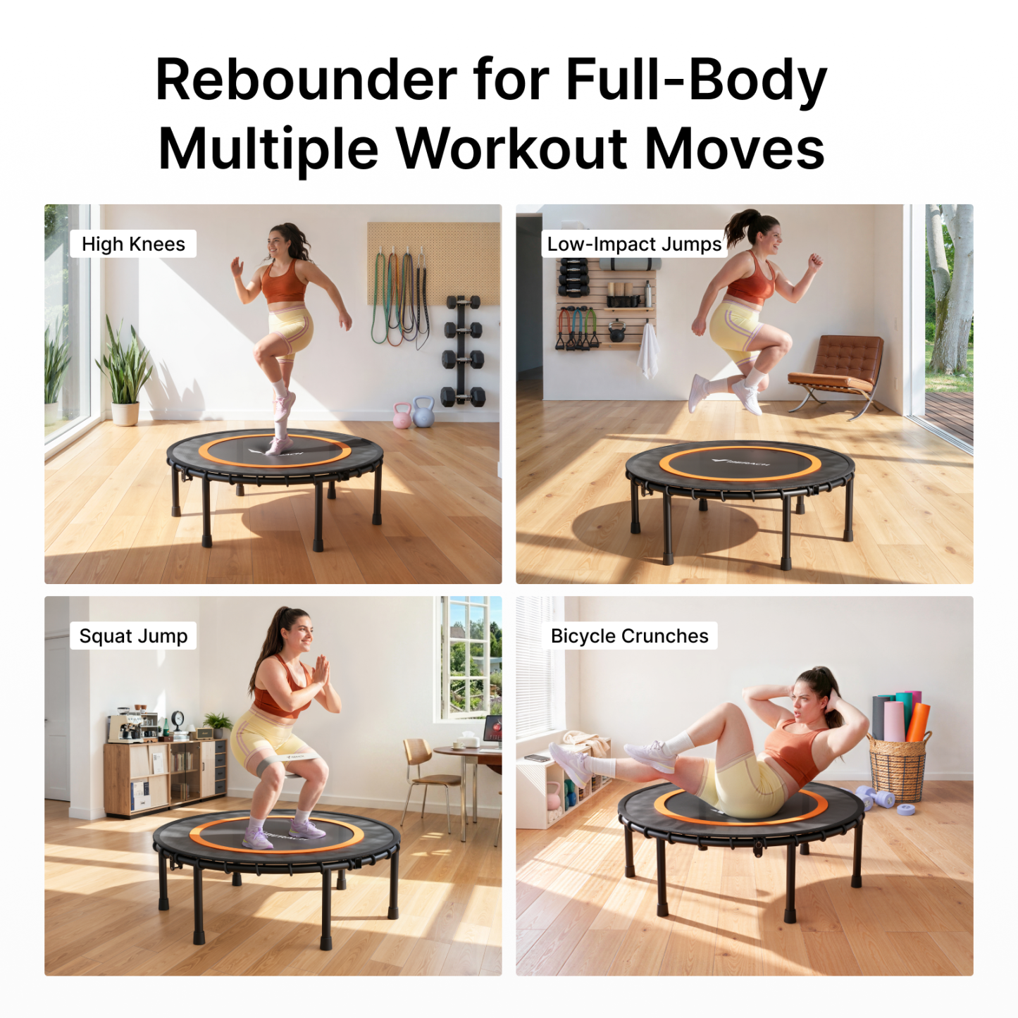 MERACH 40" Fitness Trampoline with Bungees, Foldable Mini Trampoline, 330 lbs Capacity