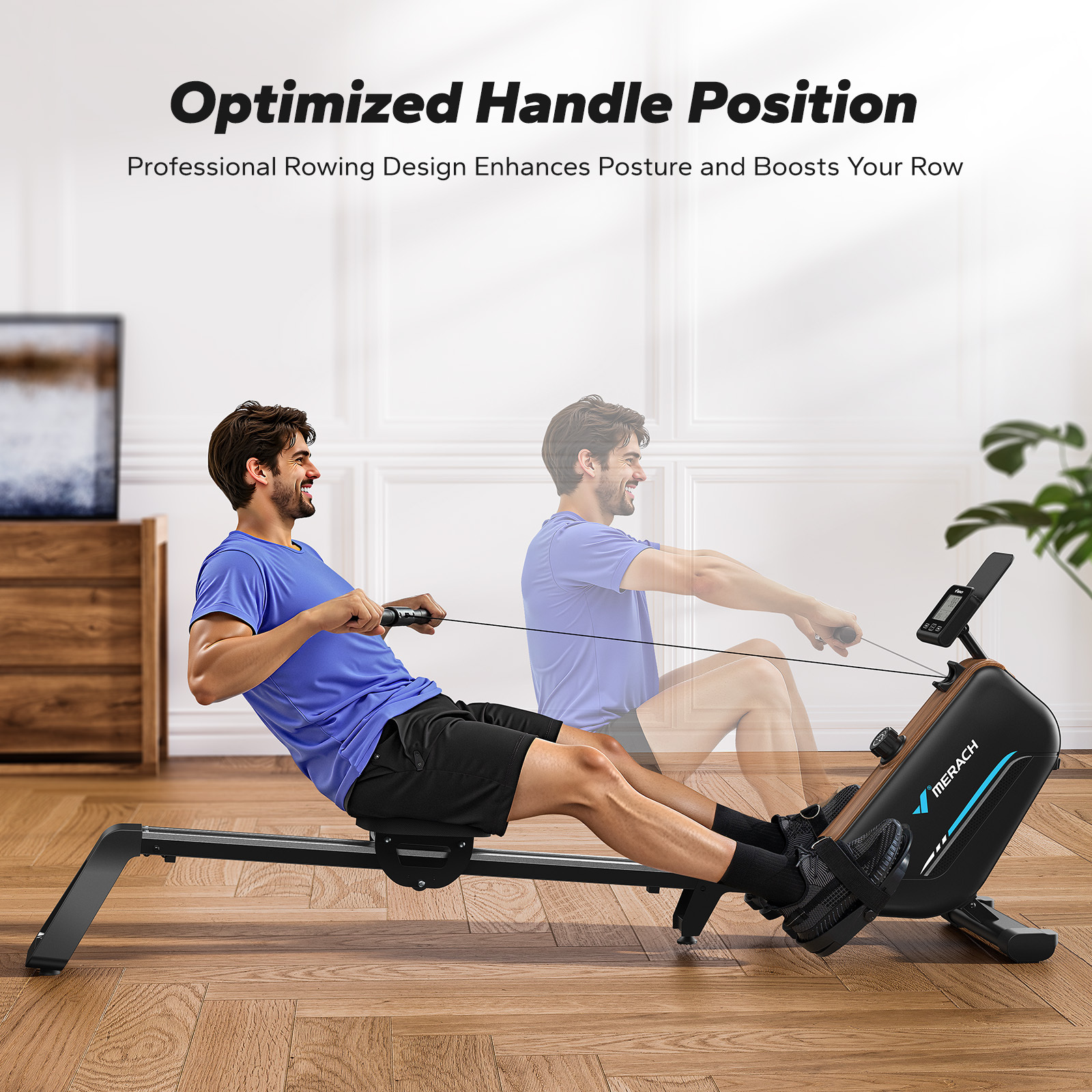 MERACH Rowing Machines for Home, Quiet Row Machine with 51.2" Extended Rail, 16-Level Powerful Magnetic Rower and 350 LBS Load Capacity, Correct Rowing Posture to Prevent Sports Injuries