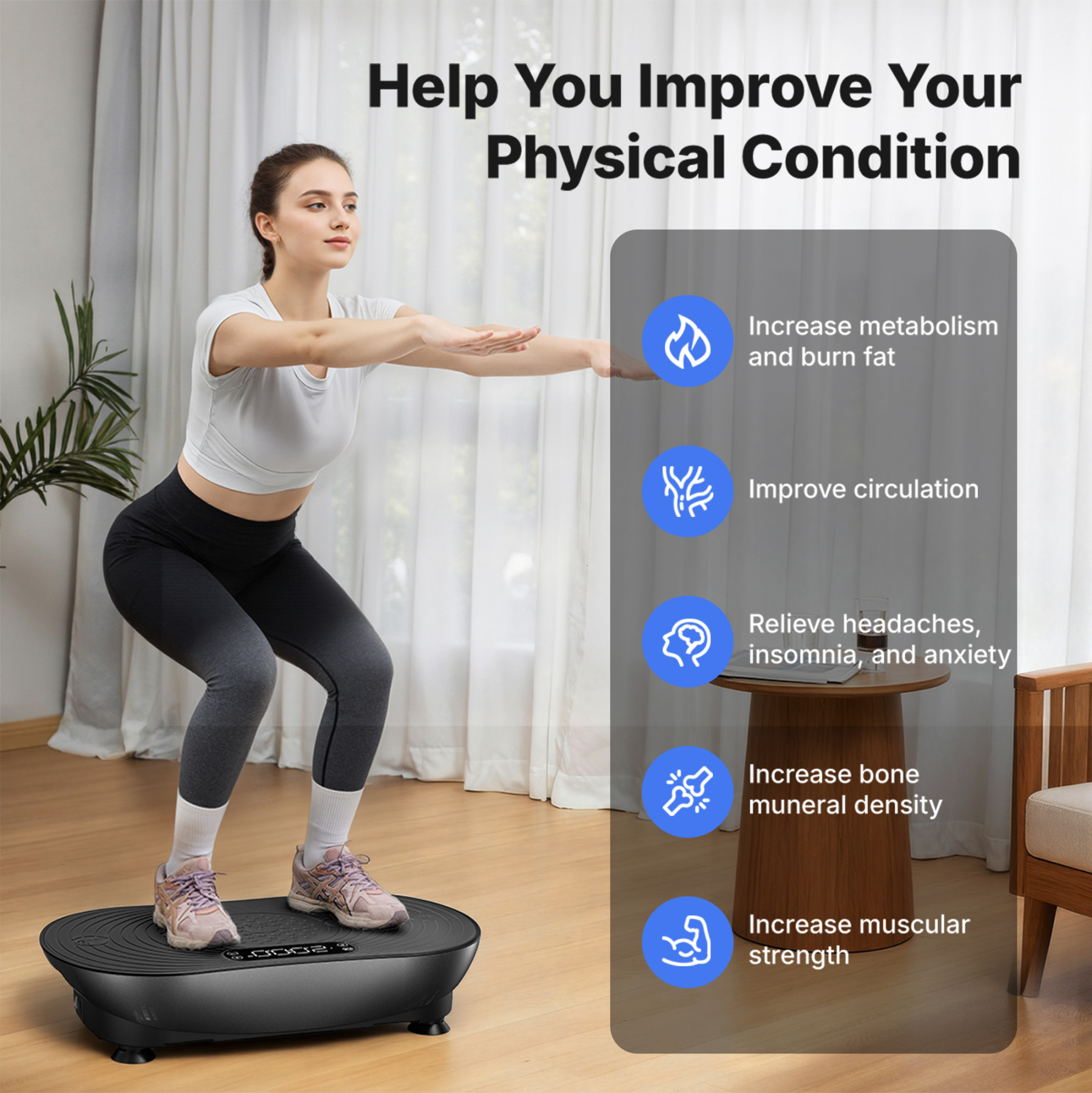 MERACH Vibration Plate Exercise Machine with LED Touch Screen, 99 Speed Levels, Bluetooth & Resistance Bands, Full Body Workout Platform for Home Fitness Training