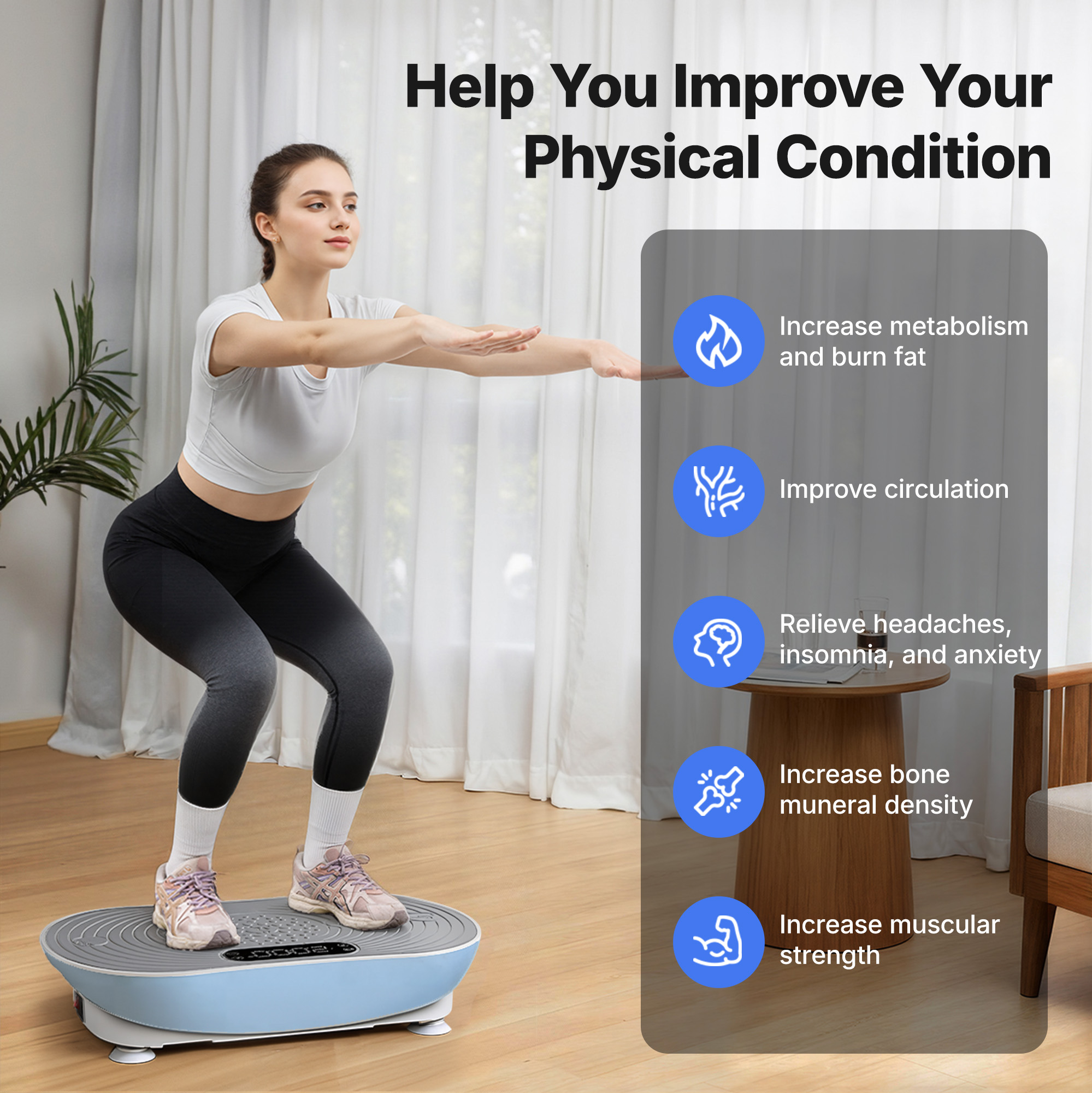 MERACH Vibration Plate Exercise Machine with LED Touch Screen, 99 Speed Levels, Bluetooth & Resistance Bands, Full Body Workout Platform for Home Fitness Training
