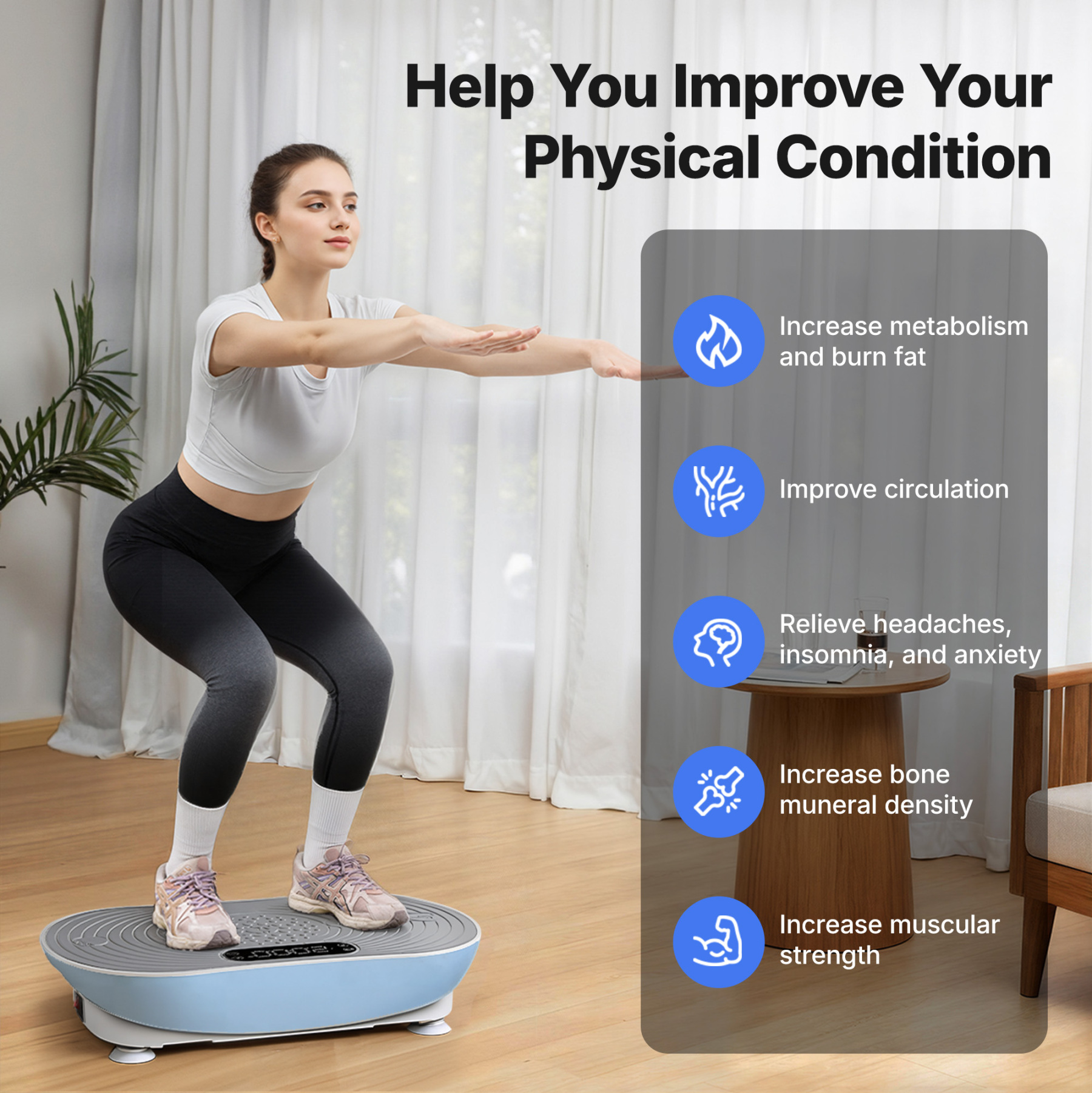 MERACH Vibration Plate Exercise Machine with LED Touch Screen, 99 Speed Levels, Bluetooth & Resistance Bands, Full Body Workout Platform for Home Fitness Training