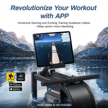 MERACH Water Rowing Machine for Home Use 350 lbs Weight Capacity with LCD Monitor