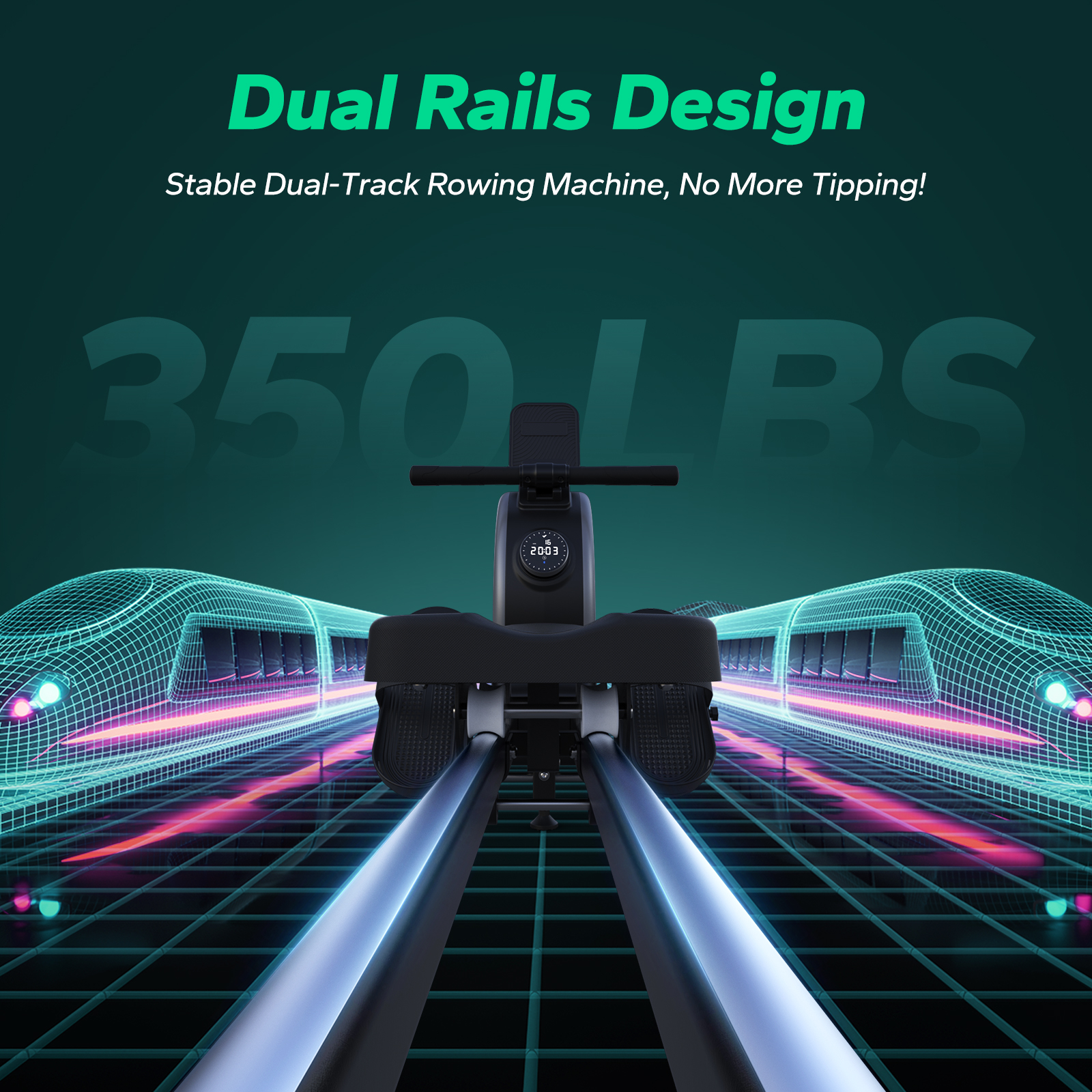 MERACH Rowing Machine, Magnetic Rower Machine for Home, 16 Levels of Quiet Resistance, Dual Slide Rail with Max 350lb Weight Capacity, App Compatible