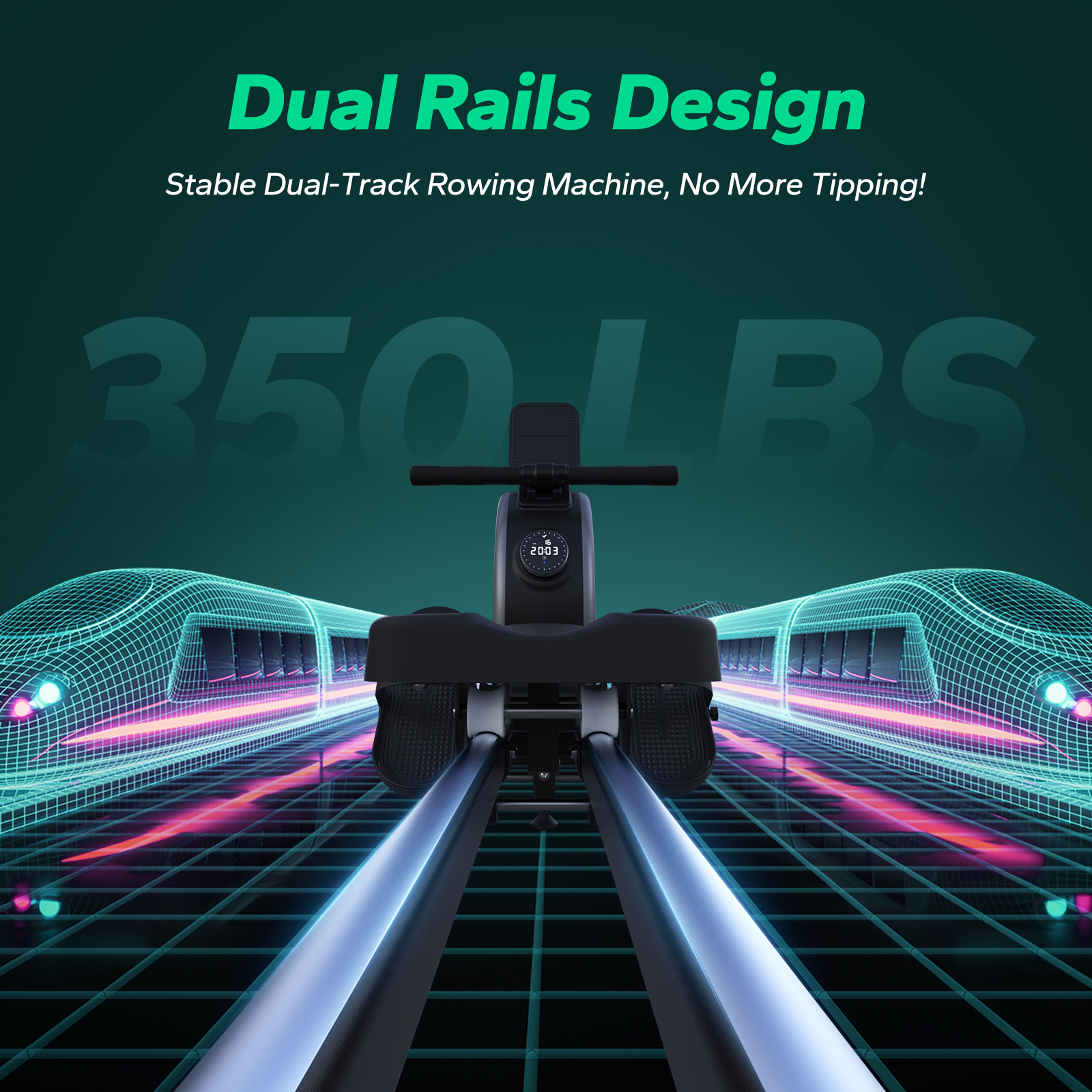 MERACH Rowing Machine, Magnetic Rower Machine for Home, 16 Levels of Quiet Resistance, Dual Slide Rail with Max 350lb Weight Capacity, App Compatible