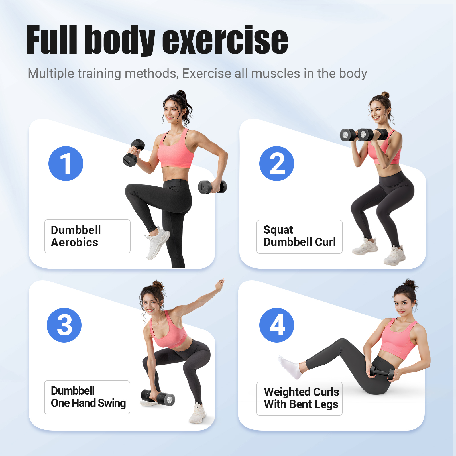 MERACH 8.8 lbs Adjustable Dumbbells Set of 2, 4-in-1 Free Weights for Women, Hand Weights for Home Gym, Black