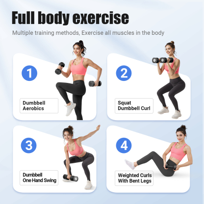 MERACH 8.8 lbs Adjustable Dumbbells Set of 2, 4-in-1 Free Weights for Women, Hand Weights for Home Gym, Black