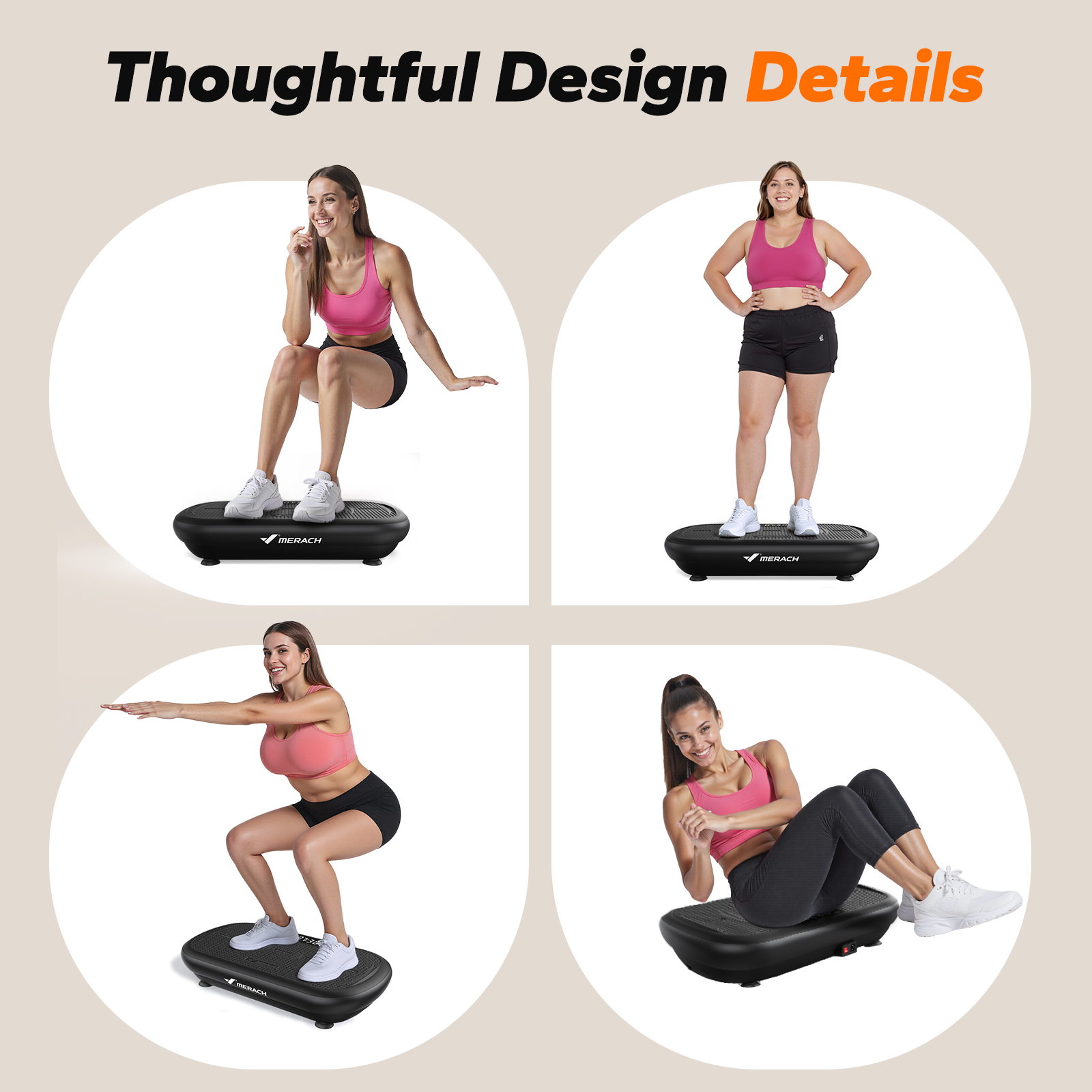 MERACH Vibration Plate Pro - 440 lbs Support, Enhanced Width & Motor, Bluetooth Sync, Silicone Pedals, Intense Fat Burning, Auto Start/Stop, Home Gym Equipment