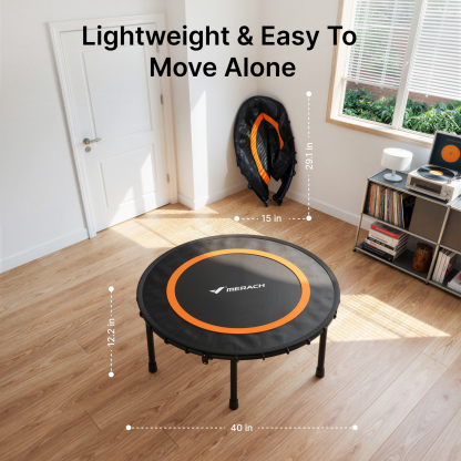 MERACH 40" Fitness Trampoline with Bungees, Foldable Mini Trampoline, 330 lbs Capacity