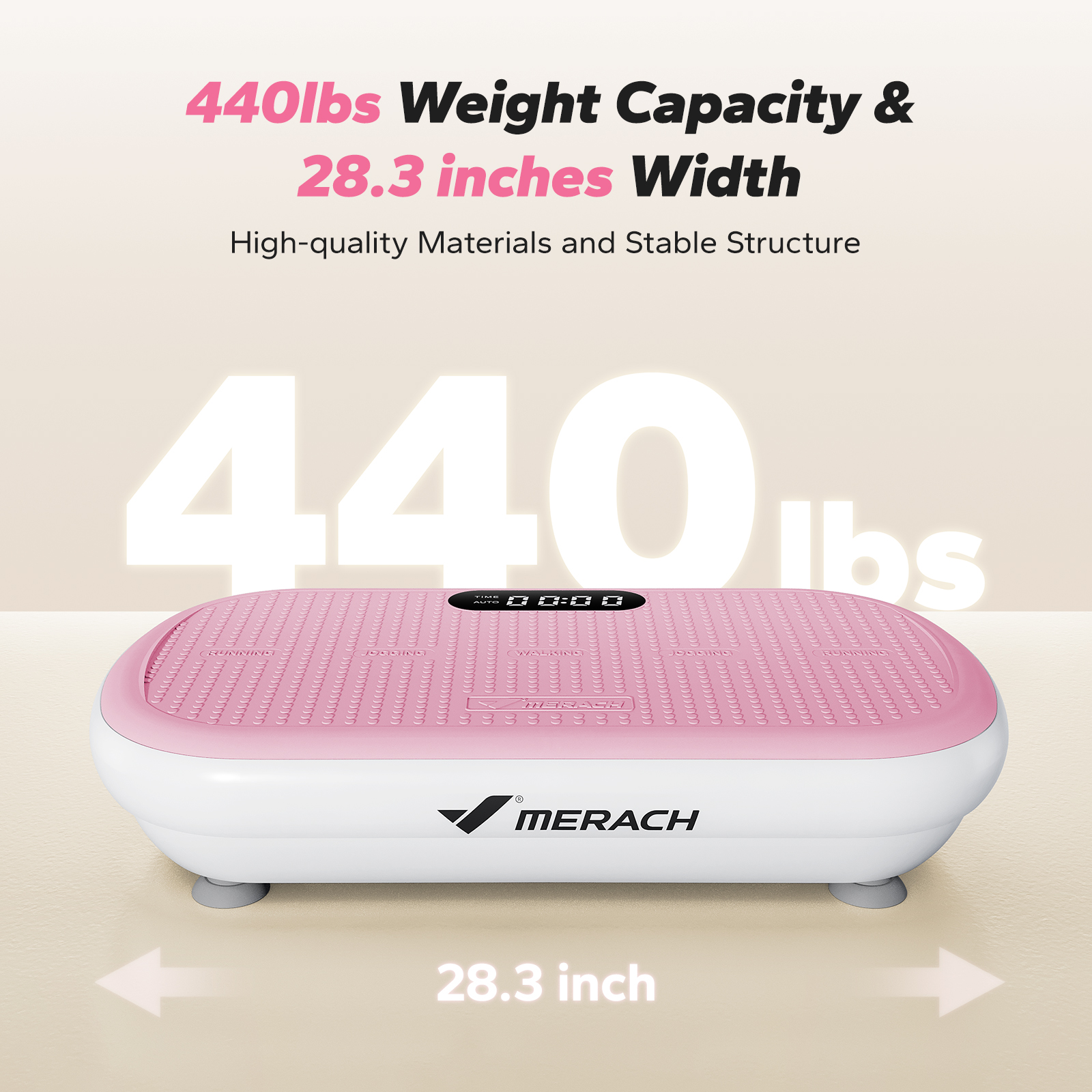 MERACH Vibration Plate Exercise Machine: Upgraded Width & Motor, Supports 440LBS, Bluetooth, Silicone Pedals, Deep Fat Burn, Smart Auto Start/Stop