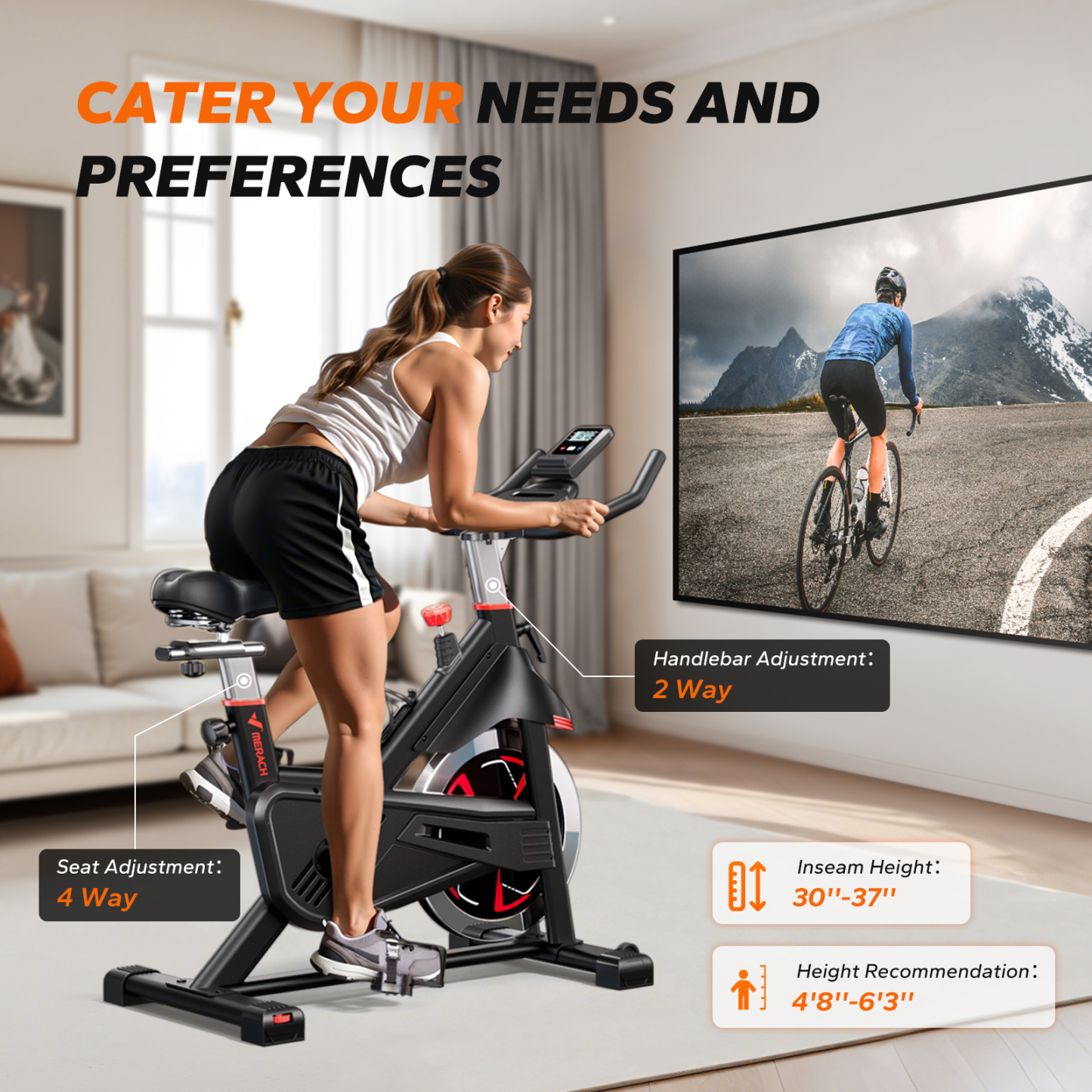 MERACH Exercise Bike Magnetic Home Stationary Bike with Free App Quiet Indoor Cycling Bike with Comfortable Seat Cushion