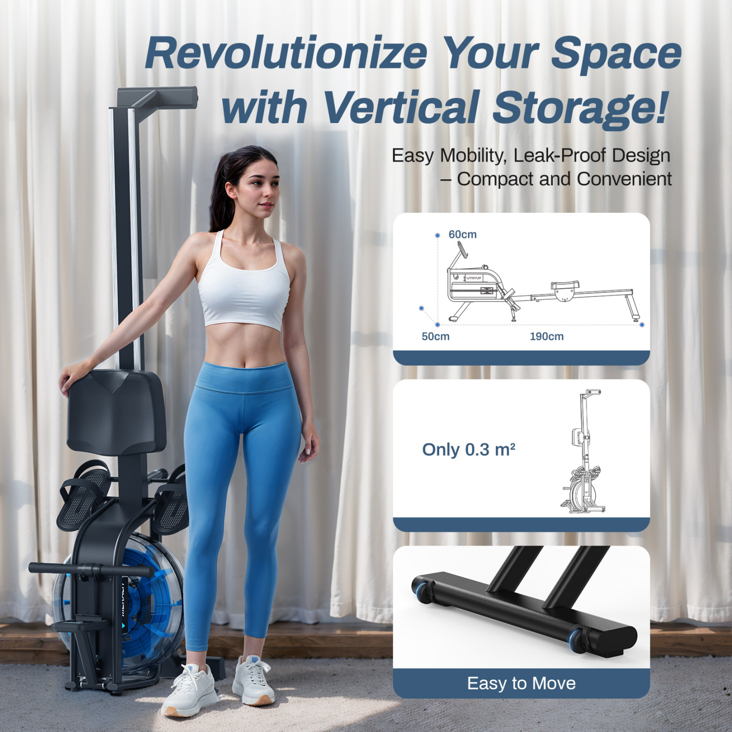 MERACH Water Rowing Machine for Home Use 350 lbs Weight Capacity with LCD Monitor