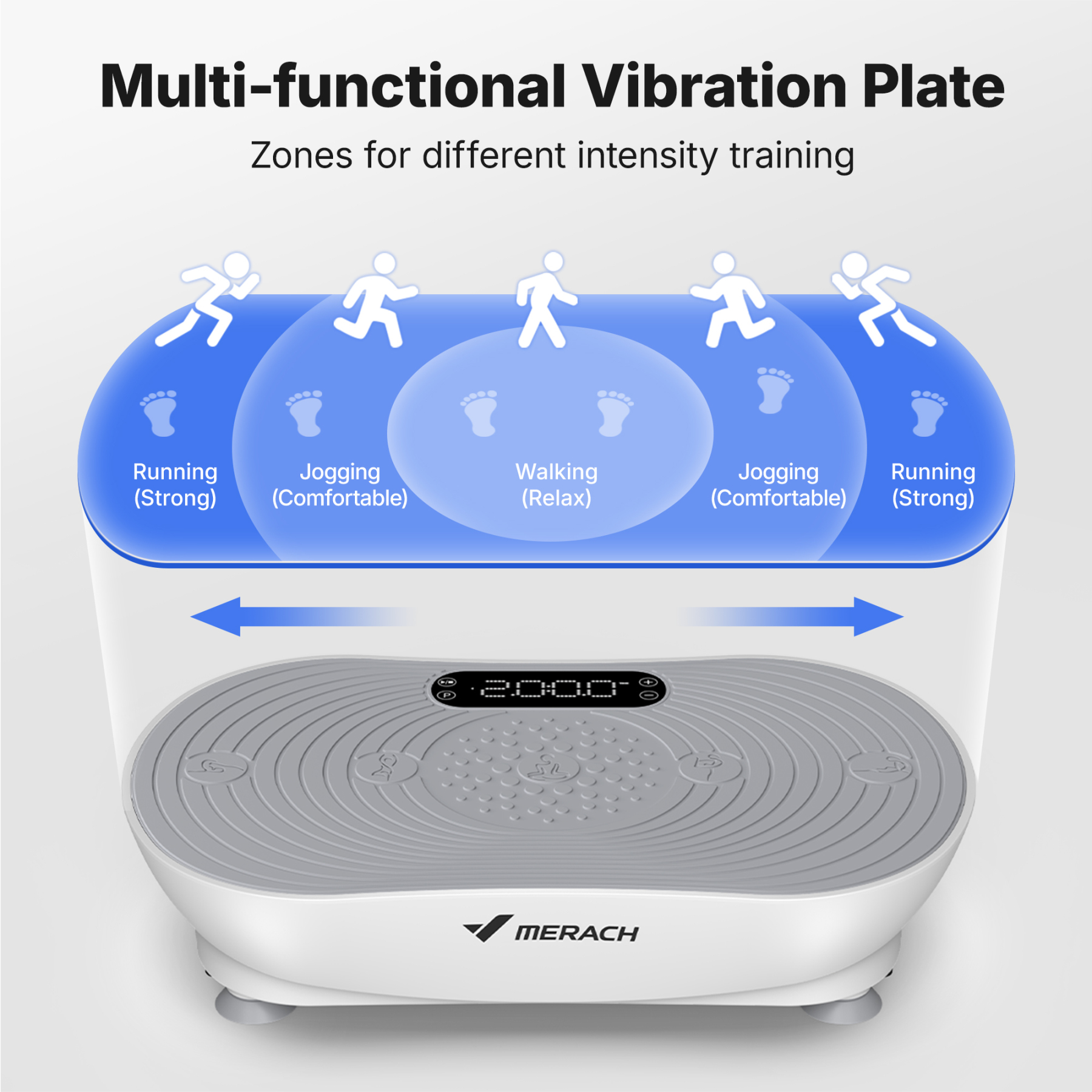 MERACH Vibration Plate Exercise Machine with LED Touch Screen, 99 Speed Levels, Bluetooth & Resistance Bands, Full Body Workout Platform for Home Fitness Training