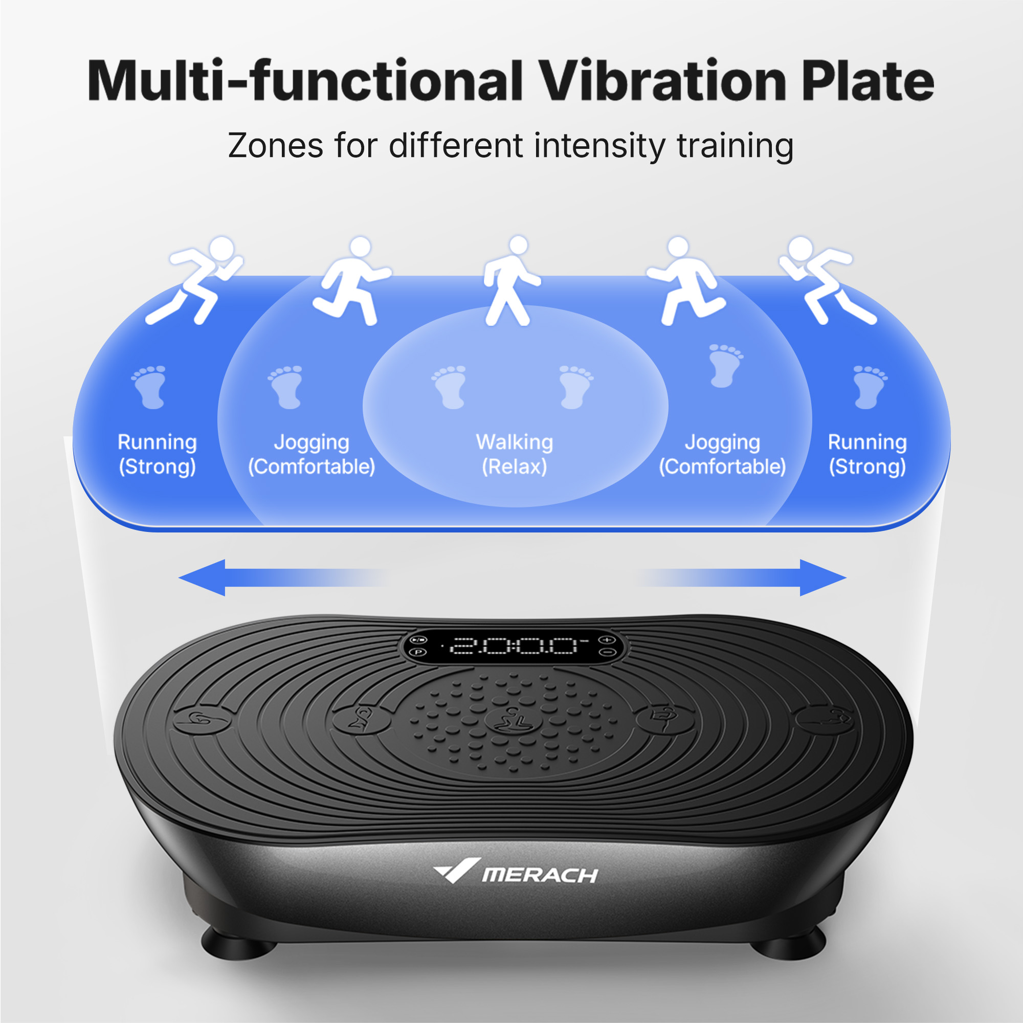 MERACH Vibration Plate Exercise Machine with LED Touch Screen, 99 Speed Levels, Bluetooth & Resistance Bands, Full Body Workout Platform for Home Fitness Training