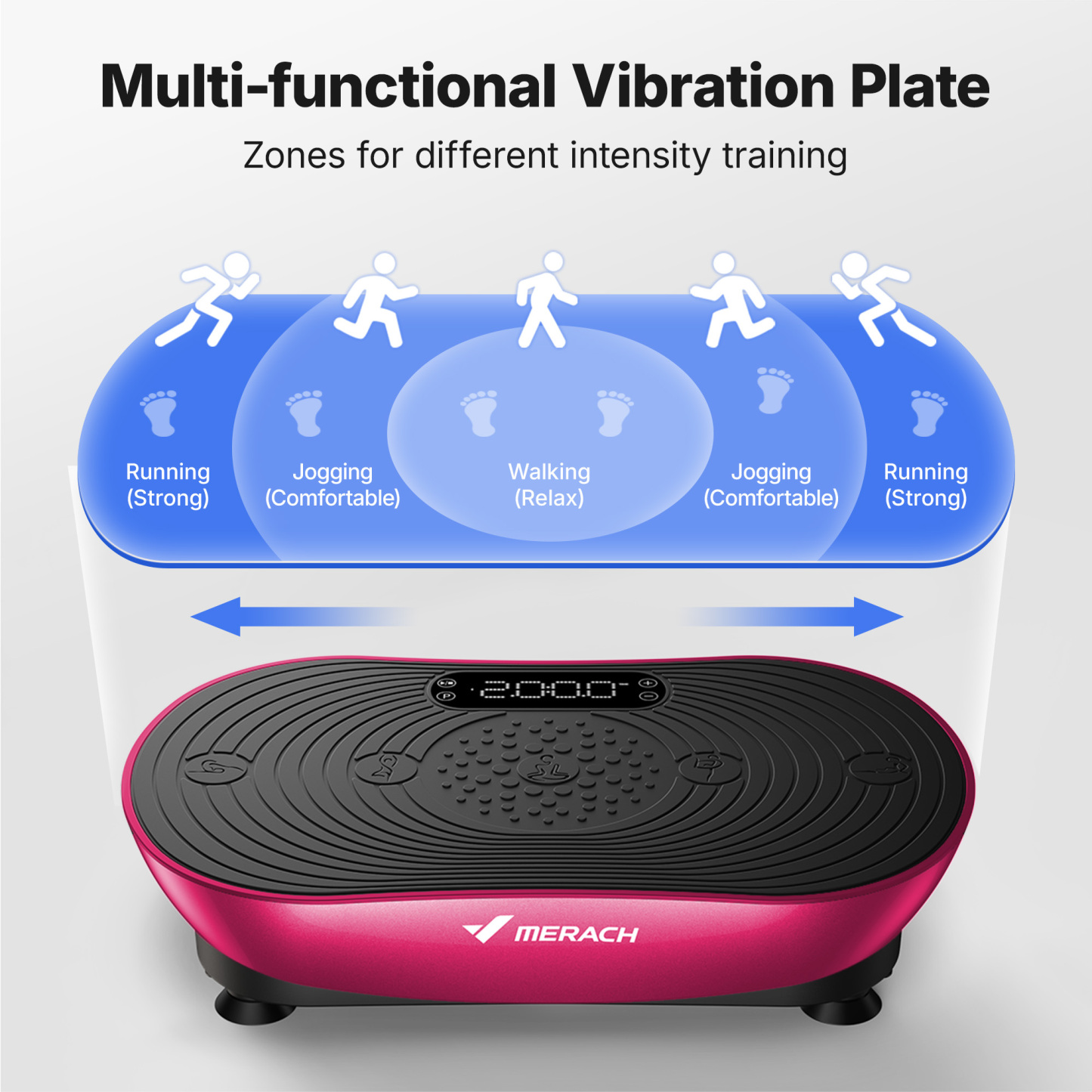 MERACH Vibration Plate Exercise Machine with LED Touch Screen, 99 Speed Levels, Bluetooth & Resistance Bands, Full Body Workout Platform for Home Fitness Training
