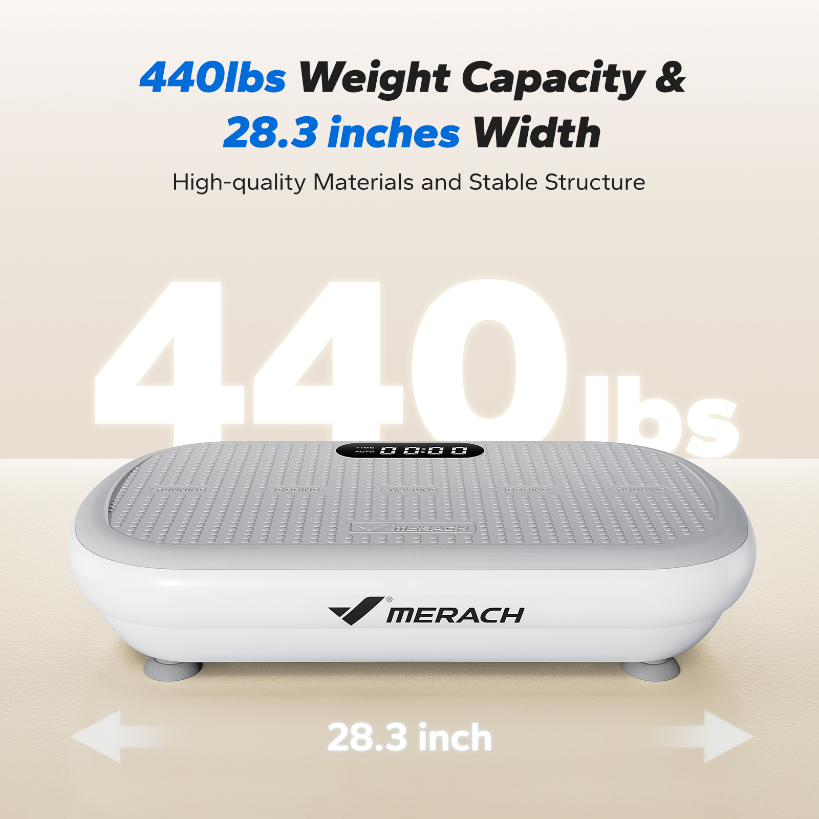 MERACH Vibration Plate Exercise Machine: Upgraded Width & Motor, Supports 440LBS, Bluetooth, Silicone Pedals, Deep Fat Burn, Smart Auto Start/Stop