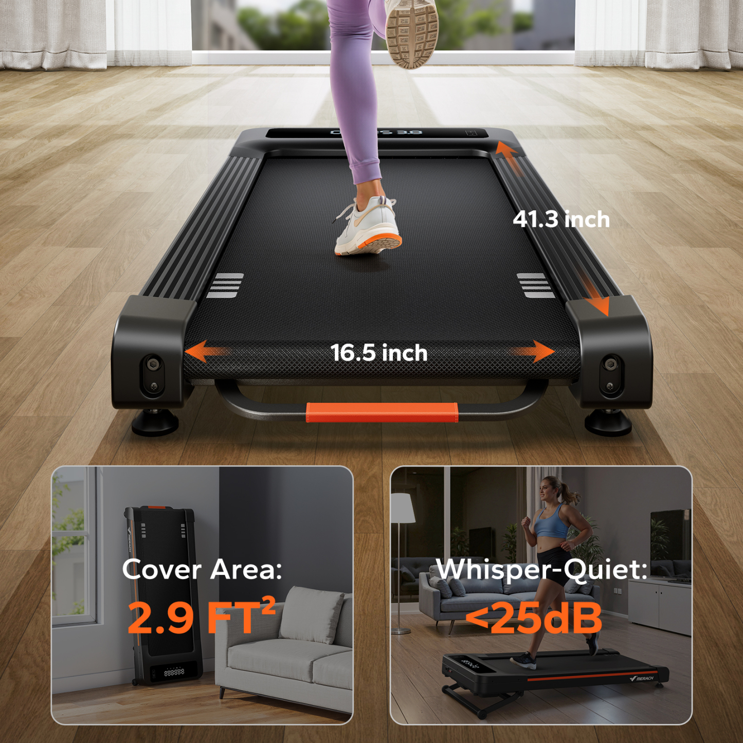 MERACH W50 Walking Pad with 12% Auto Incline, 3.5 HP Under Desk Treadmill with 400 lbs Weight Capacity, Remote Control, APP