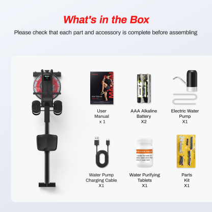 UTRYUP Water Rowing Machines, 16 Levels of Quiet Resistance Foldable Compact Rowing Machine 350 LB Weight Capacity with Bluetooth, App Supported, Tablet Holder