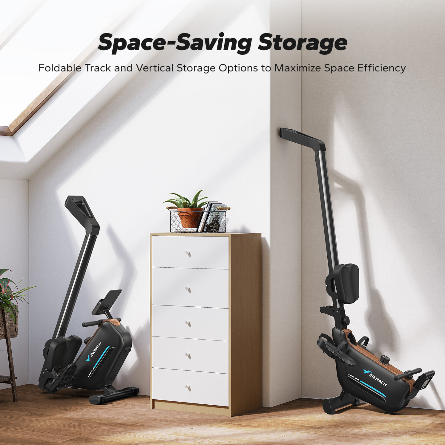 Merach Row Machine Magnetic Rowing Machine Indoor Foldable Rower with 8 Level Adjustable Quiet Magnetic Resistance