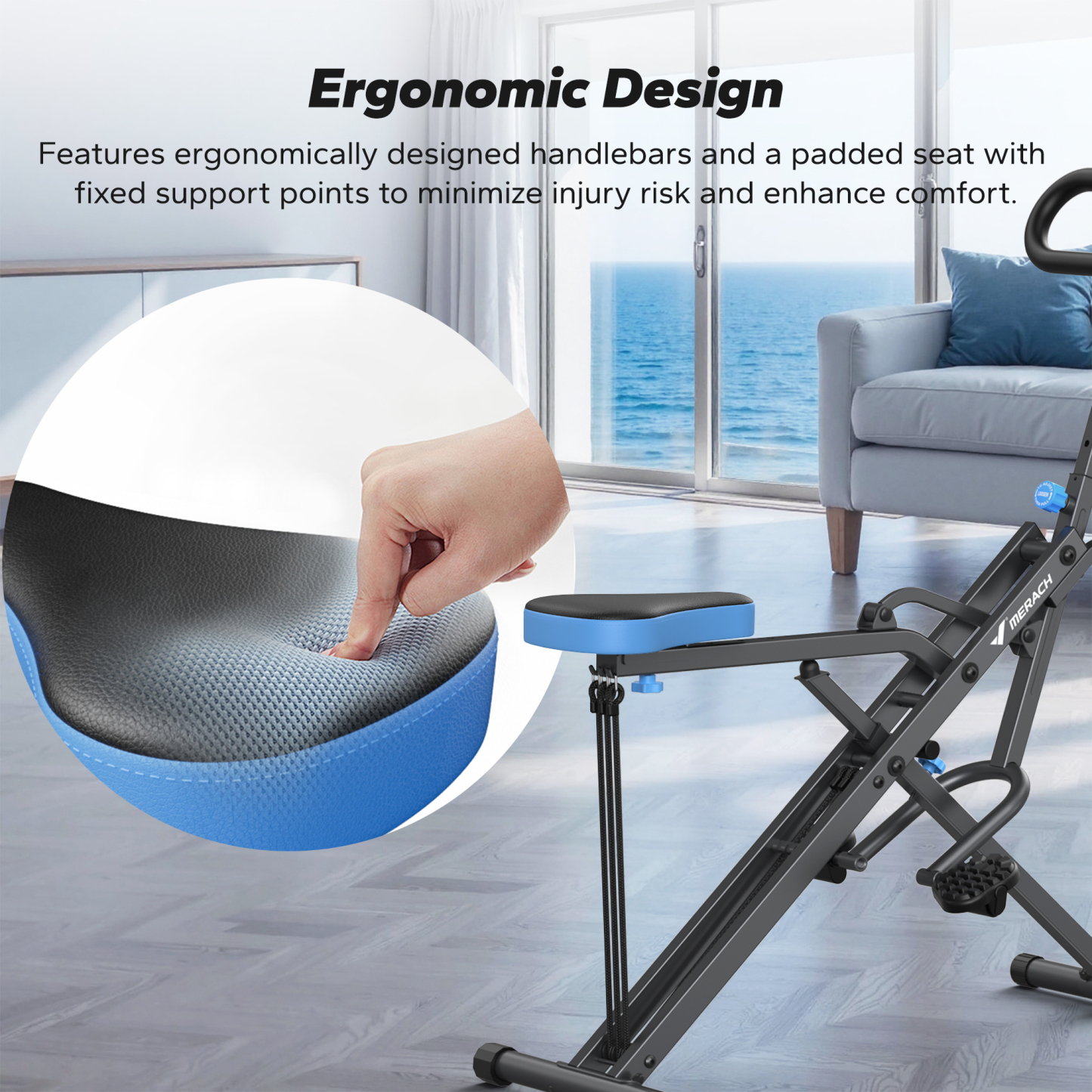 MERACH Squat Machine, Foldable Exercise Equipment with 4-Level Resistance & Device Holder, Home Gym Machine for Arm, Glute & Leg Workout