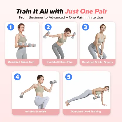 MERACH 4-in-1 Adjustable Dumbbells, 2-Pack, Each 2.2/4.4/6.6/8.8 lbs, Hand Weights for Women, for Home Fitness Training, Gray