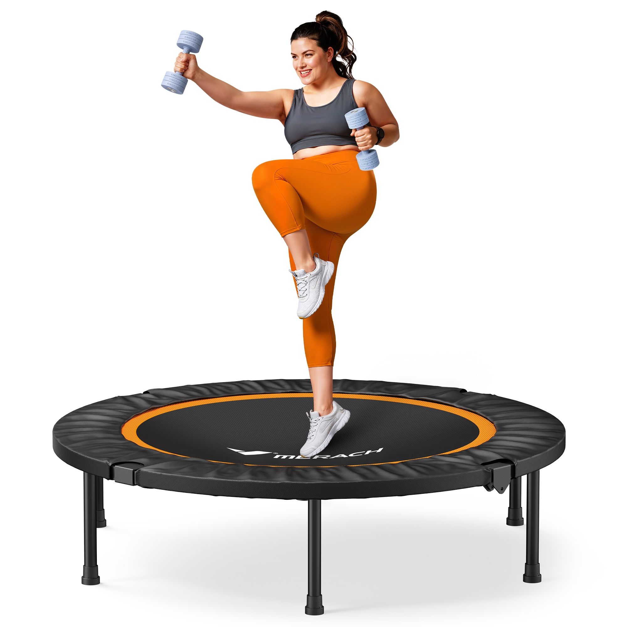MERACH 40" Foldable Mini Trampoline, Fitness Rebounder Exercise Trampoline for Adults/kids Indoor/Garden Workout