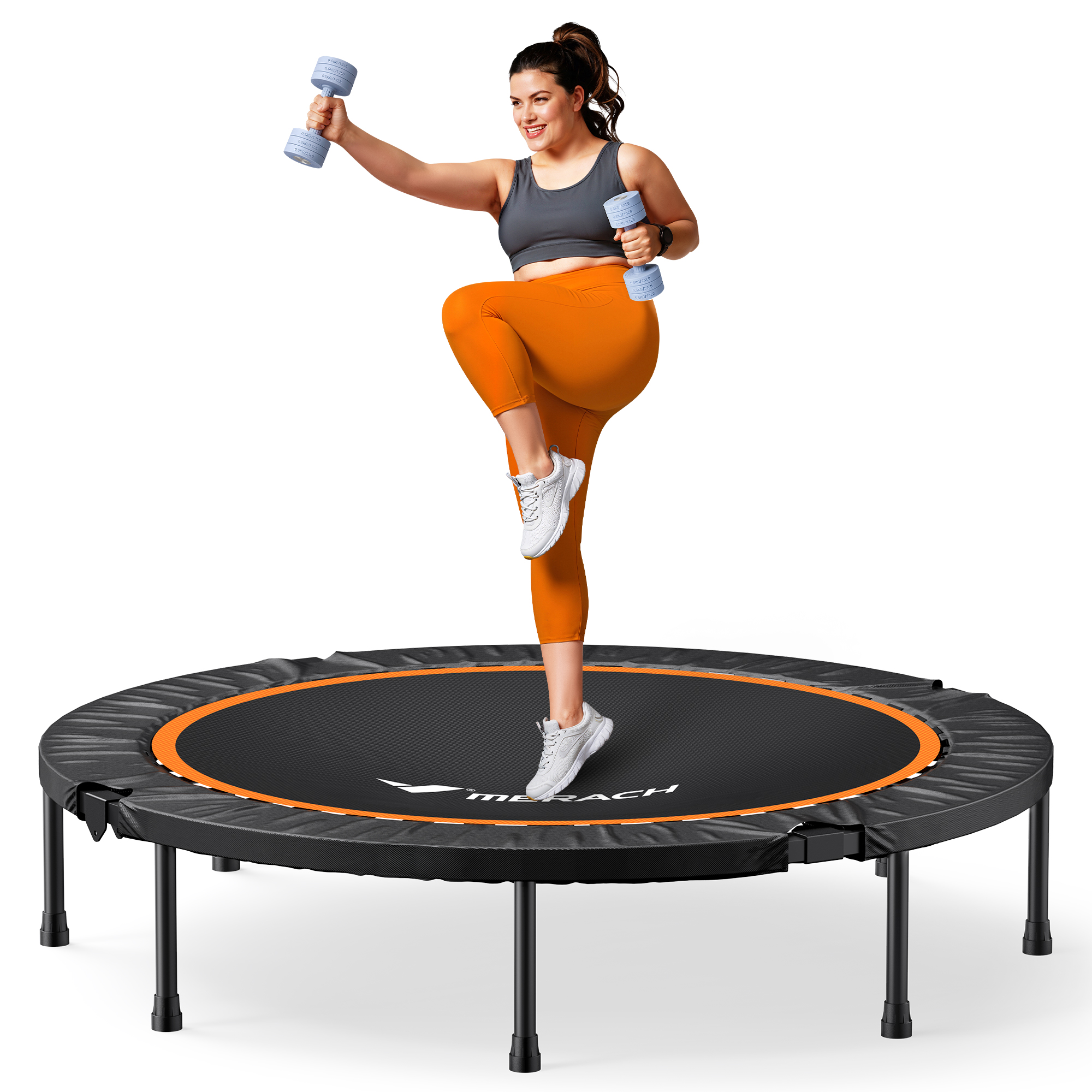 MERACH 48" Foldable Mini Trampoline, Fitness Rebounder Exercise Trampoline for Adults/kids Indoor/Garden Workout