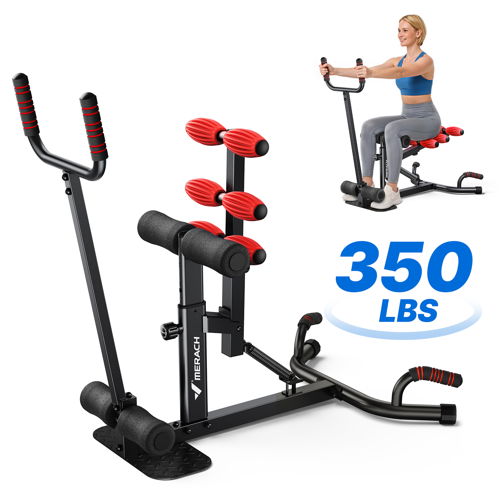 MERACH Deep Squat Machine with Handle for Glutes Workout, Adjustable Glutes Trainer for Home Gym, Hold up to 350lbs