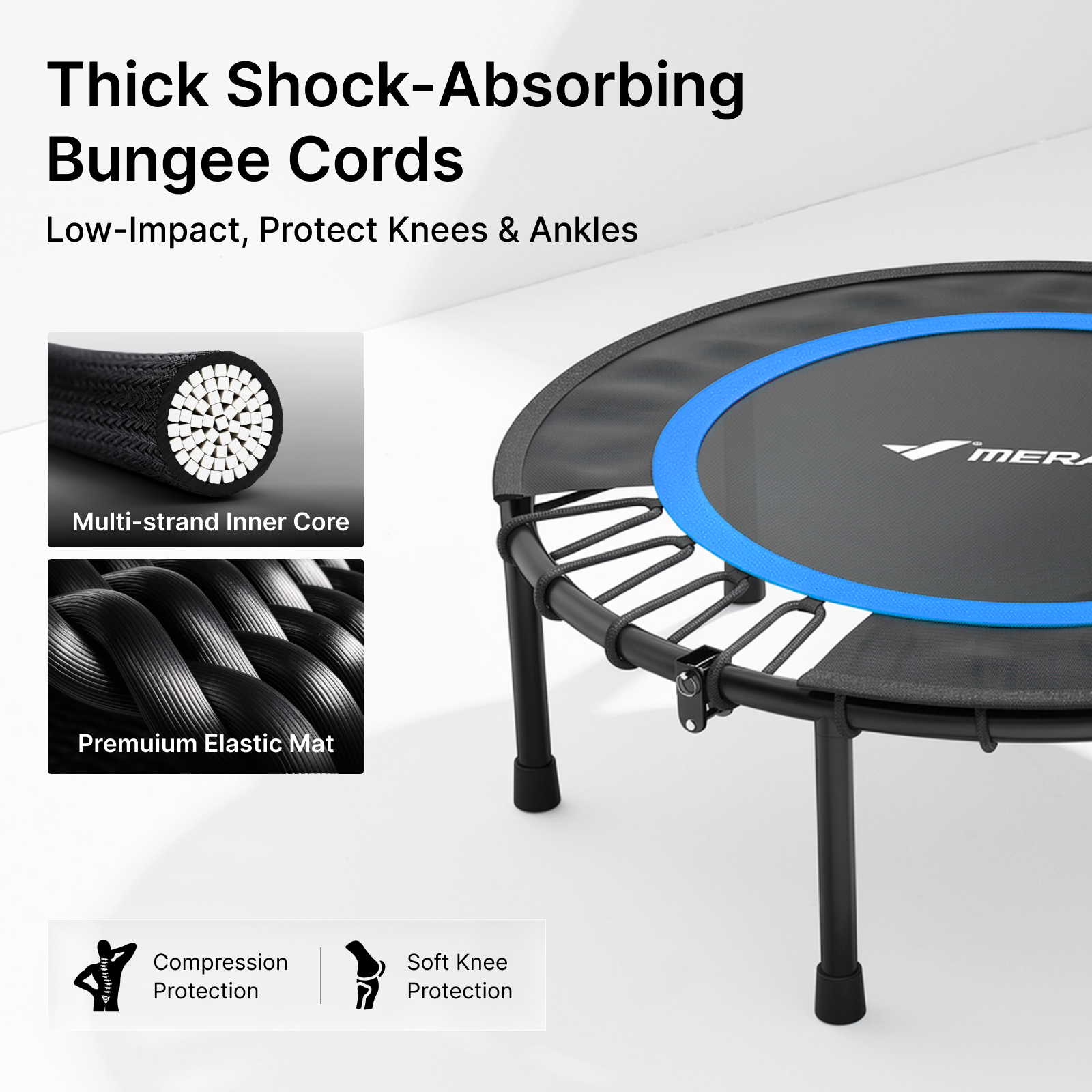 MERACH 40" Mini Trampoline for Adults, Fitness Rebounder with Bungees, 330 lbs Capacity