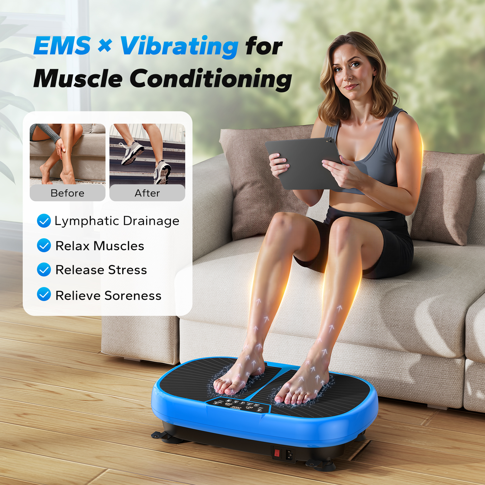 MERACH Vibration Plate Exercise Machine, Lymphatic Drainage Machine, Whole Body Workout Vibration Platform w/ 2 Resistance Bands for Weight Loss, Toning & Wellness
