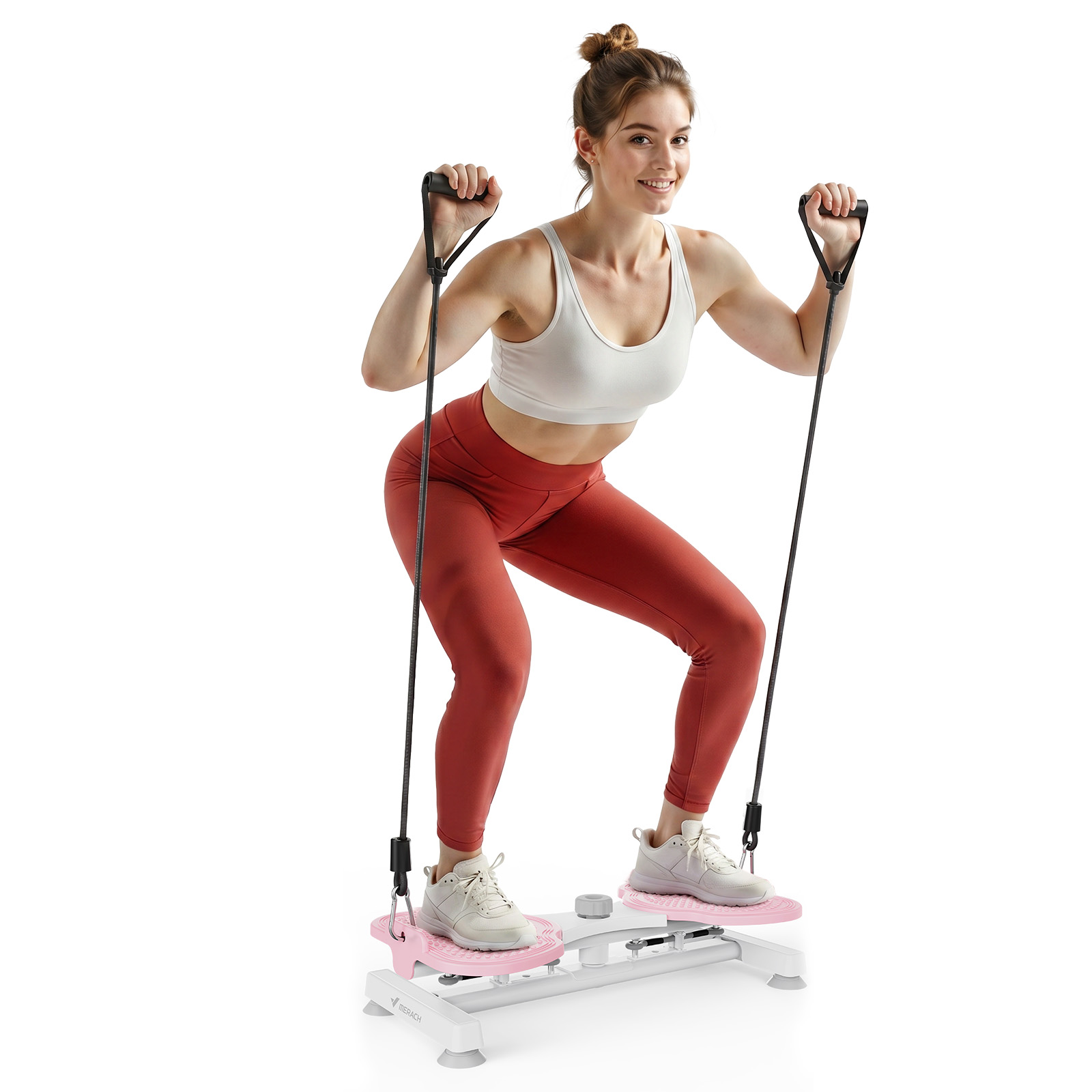 MERACH Slim Waist Twister, Silent Ab Toner for Women, 264 lbs Capacity, Core Workout Board for Home Gym, Pink