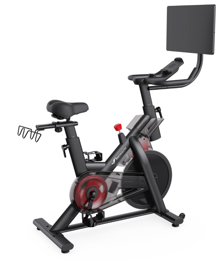 MERACH Exercise Bike with 21.5’’ screen & App Connectivity, Magnetic Indoor Cycling Bike with 16-Level Electric Resistance & 350 lbs Capacity, Quiet Exercise Bike for Home Gym, Weight Loss
