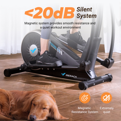 MERACH Home Elliptical Trainer - Whisper-Quiet Magnetic Resistance, 16 Customizable Intensity Levels, Sync with MERACH Fitness App
