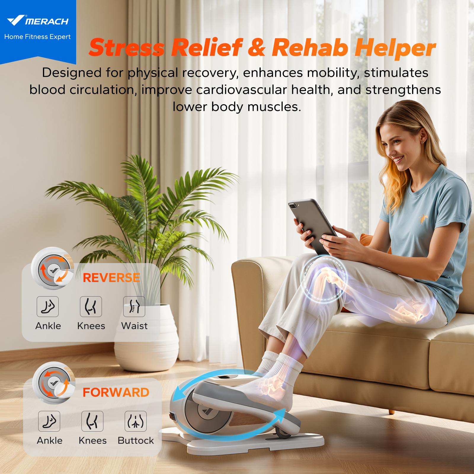 MERACH Under Desk Elliptical Machine, Compact, Quiet & Portable Seated Pedal Exerciser with Adjustable Speed, LED Display, Ideal Mini Ellipticals Elliptical Trainers for Home or Office