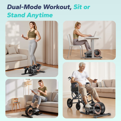 MERACH Under Desk Elliptical, Leg Exerciser While Sitting for Seniors with 8-Level Resistance, Quiet Portable 2-in-1 Seated & Standing Pedal Exerciser Equipment for Home Office