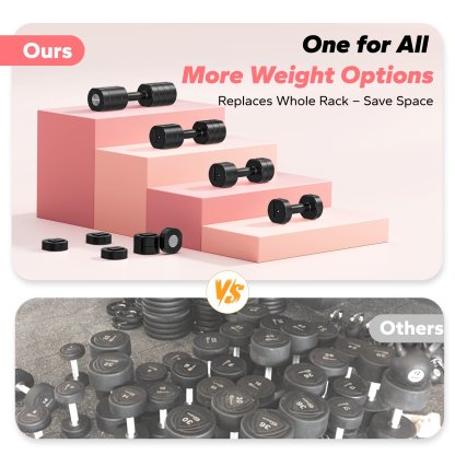 MERACH 4-in-1 Adjustable Dumbbells, 2-Pack, Each 2.2/4.4/6.6/8.8 lbs, Hand Weights for Women, for Home Fitness Training, Black