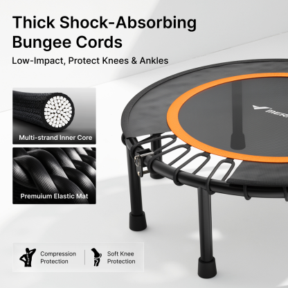 MERACH 48" Fitness Trampoline with Bungees, Foldable Mini Trampoline, 440 lbs Capacity
