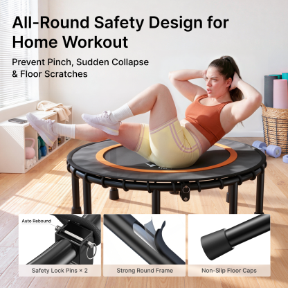 MERACH 48" Fitness Trampoline with Bungees, Foldable Mini Trampoline, 440 lbs Capacity
