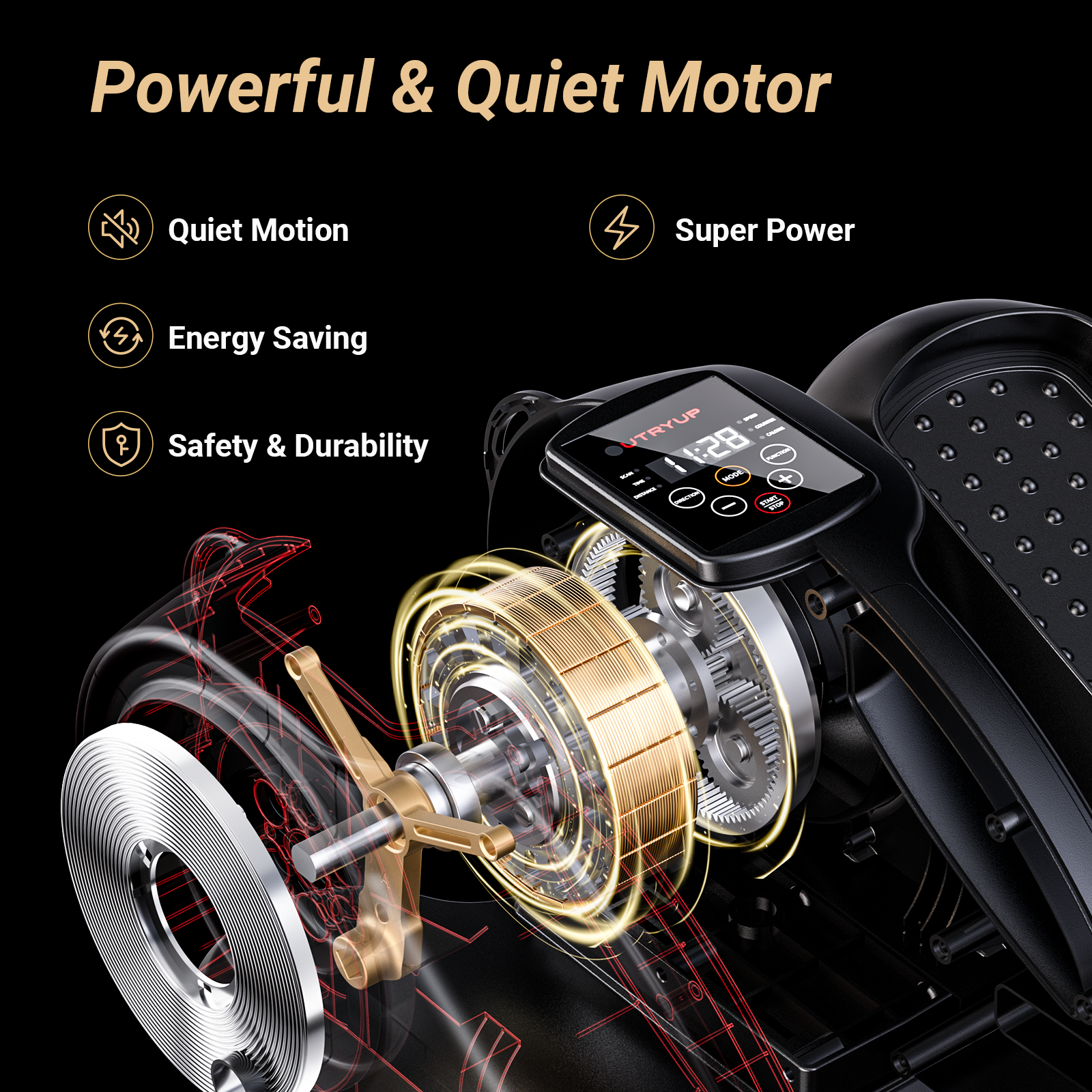 UTRYUP Under Desk Elliptical Machine for Seniors, Ellipse Leg Exerciser with Remote Control, 12-Speed Adjustable for Home Office Use