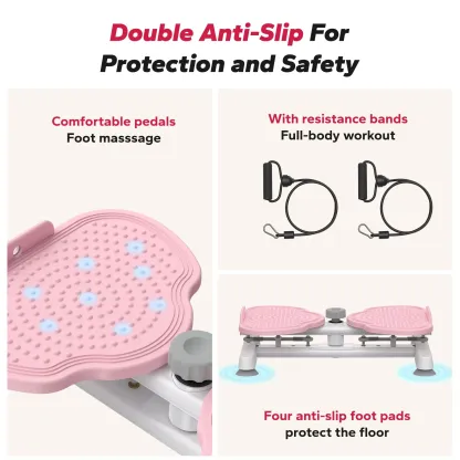 MERACH Slim Waist Twister, Silent Ab Toner for Women, 264 lbs Capacity, Core Workout Board for Home Gym，Pink