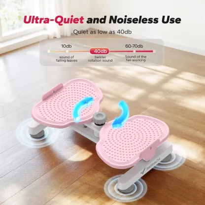 MERACH Slim Waist Twister, Silent Ab Toner for Women, 264 lbs Capacity, Core Workout Board for Home Gym，Pink