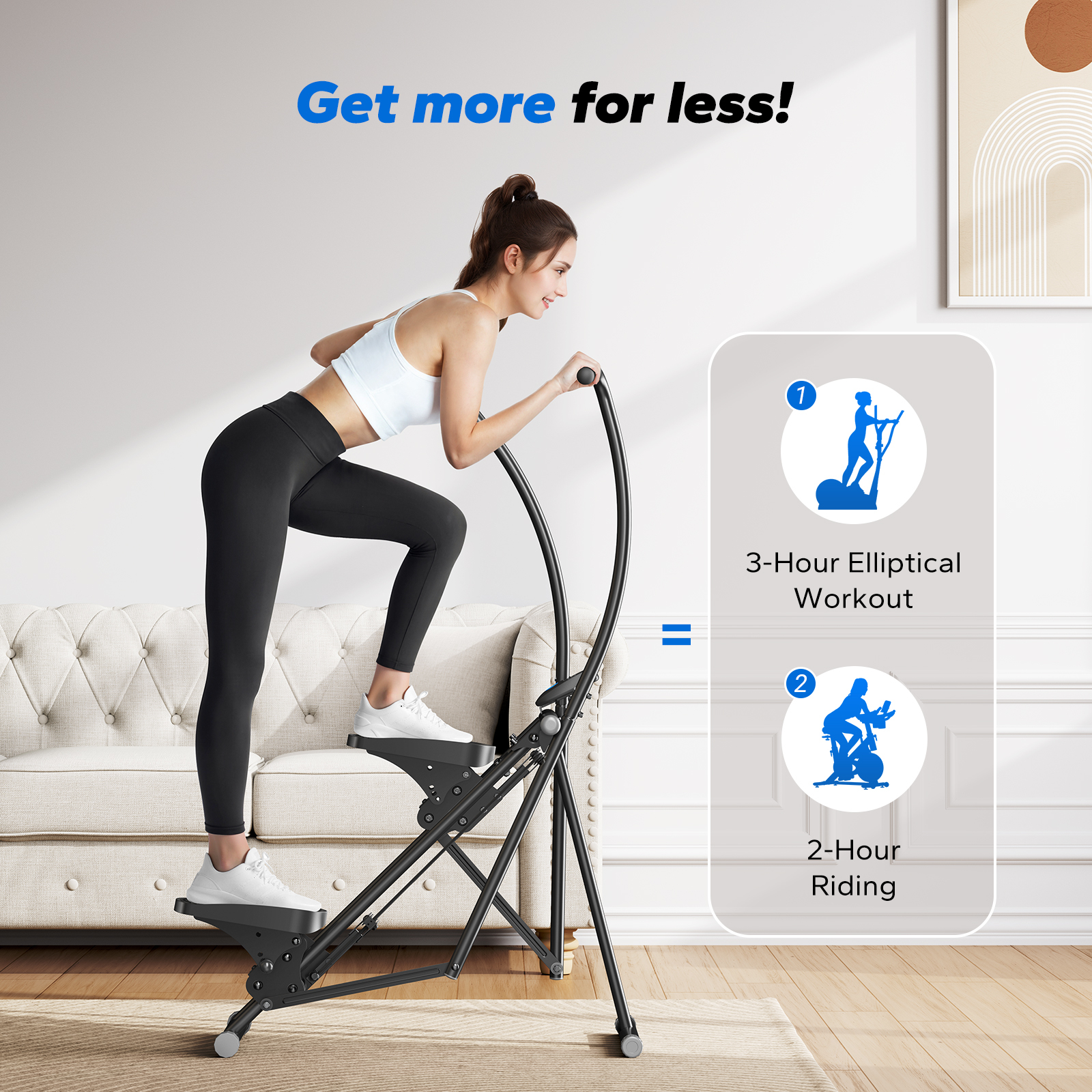 MERACH Cardio Climber Stepper Elliptical Exercise Machine, 3 in 1 Fitness Machines, Full Body Workout Cross Trainer with Adjustable Incline & 95% Pre-Assembled