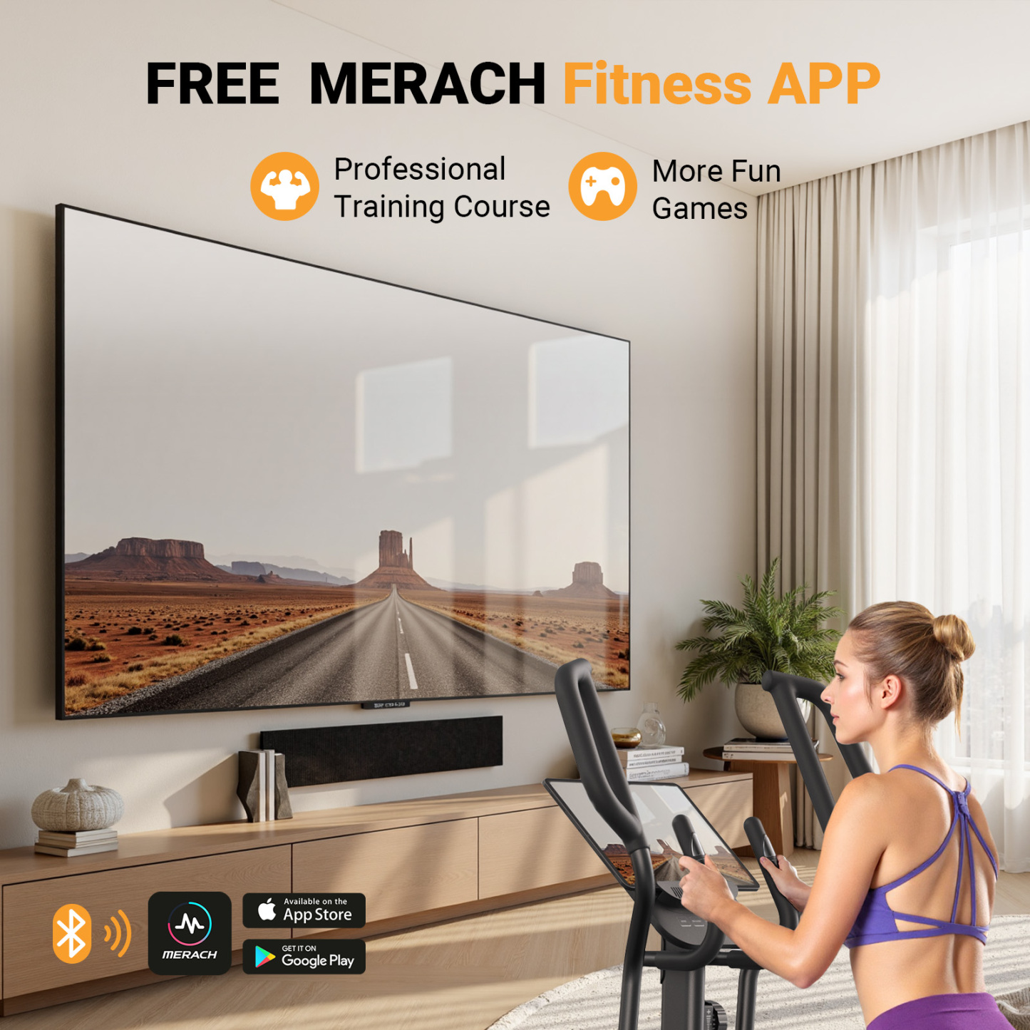 MERACH Elliptical Machine, Elliptical Exercise Machine with 18.5IN Stride, Hyper-Quiet Magnetic Drive System, Elliptical Trainer with 8 Resistance Levels, 400LBS Loading Capacity