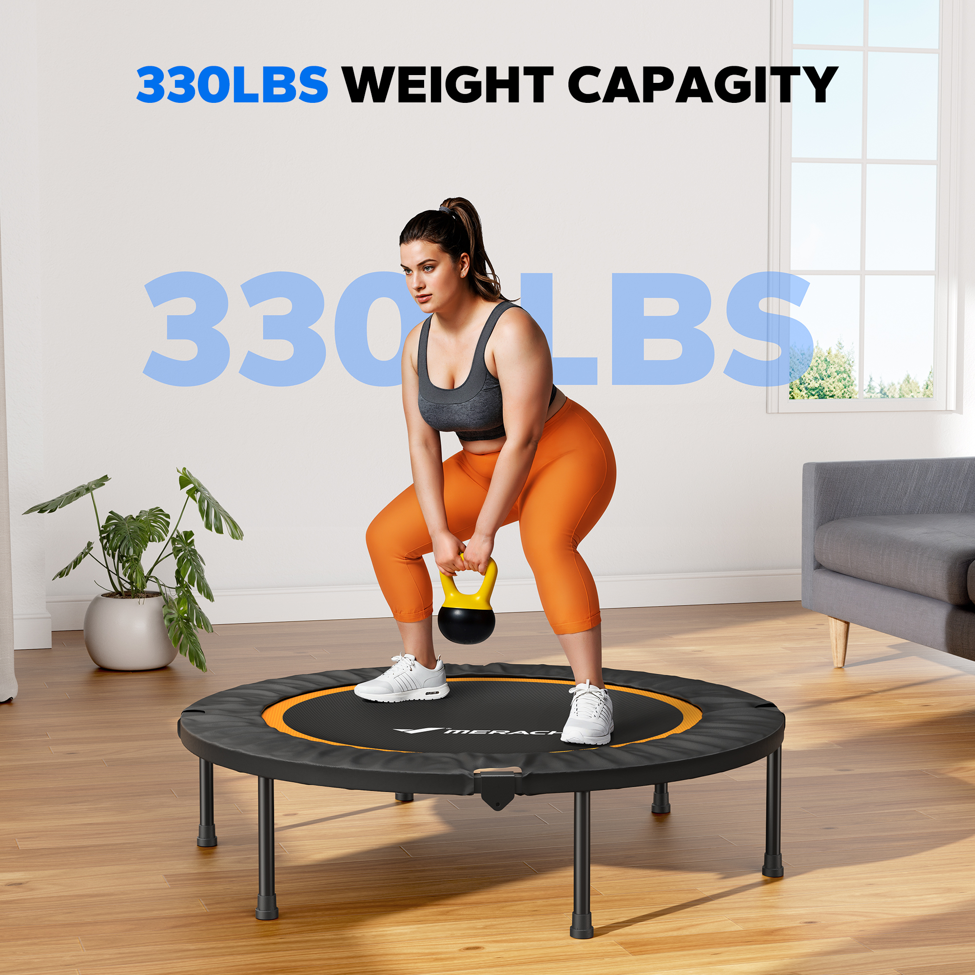 MERACH 40" Foldable Mini Trampoline, Fitness Rebounder Exercise Trampoline for Adults/kids Indoor/Garden Workout