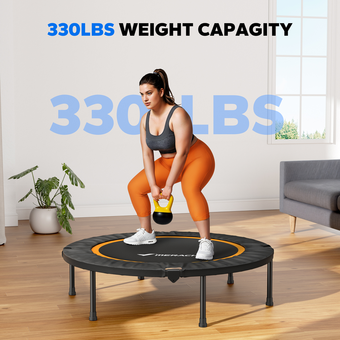 MERACH 40" Foldable Mini Trampoline, Fitness Rebounder Exercise Trampoline for Adults/kids Indoor/Garden Workout