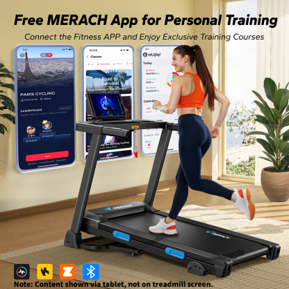 MERACH Foldable Treadmill with Incline, Treadmills for Home Foldable, 6% Incline Treadmill for Heavy People, 0.8-12km/H Walking Pad for Home & Office, Save Space Walking Treadmill, LED Display, APP
