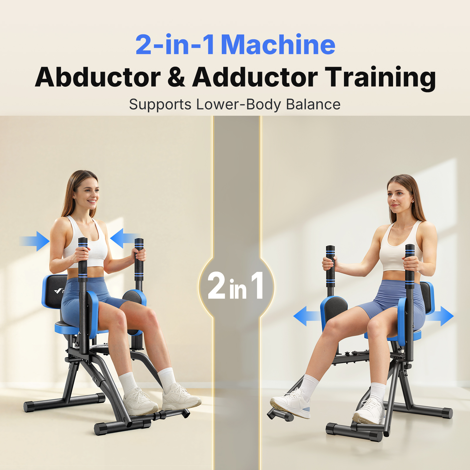 MERACH Hip Abductor Machine, Glute & Leg Workout Equipment Trainer for Home Gym, 330lbs Weight Capacity, Black & Blue