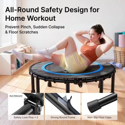 MERACH 48" Mini Trampoline for Adults, Fitness Rebounder with Bungees, 440 lbs Capacity