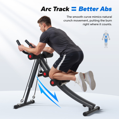 MERACH Ab Machine 4-Level Adjustable Ab Workout Equipment with LCD Display, Foldable Core Trainer for Home Gym, White and Pink