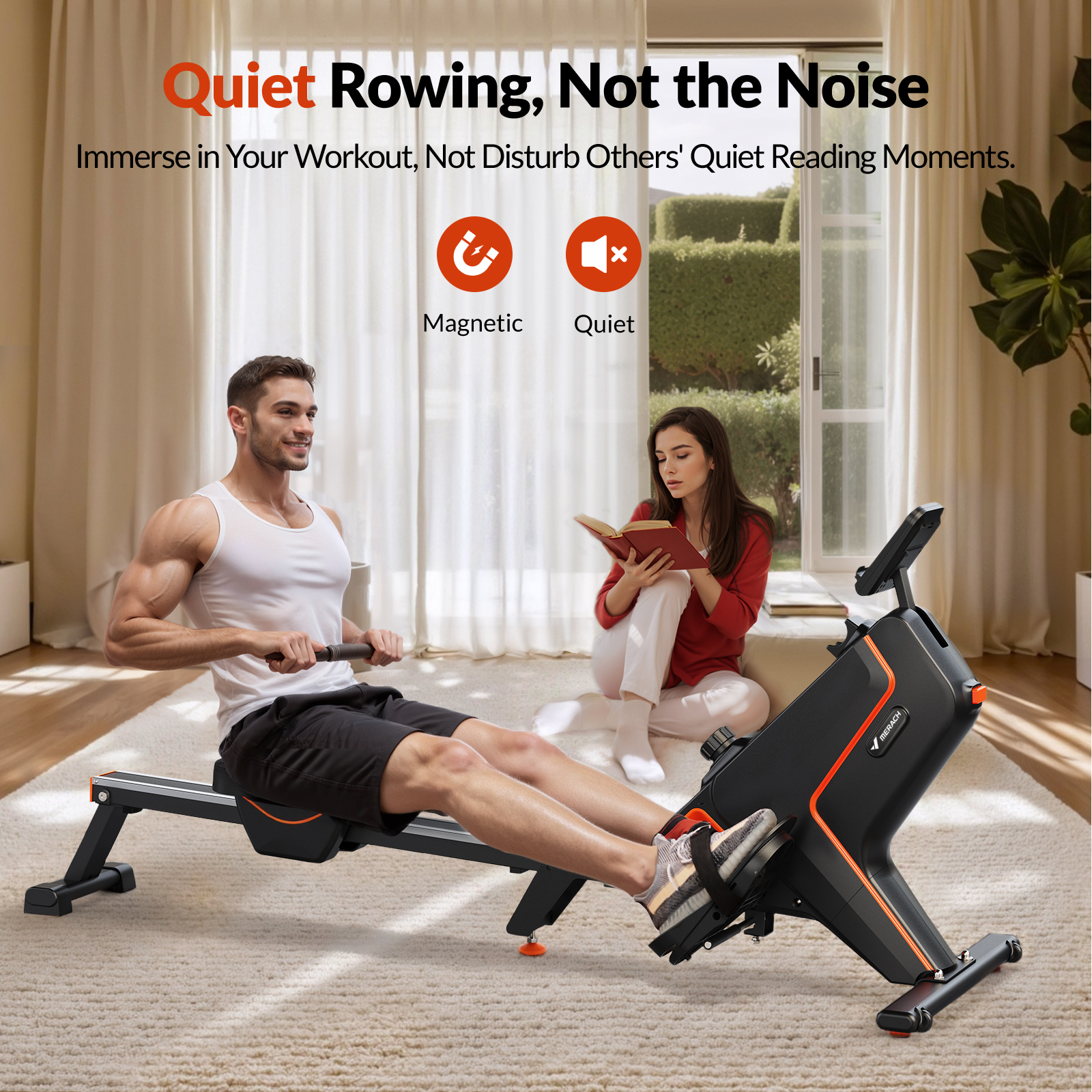 MERACH Foldable Magnetic Rowing Machine 350lbs Weight Capacity, 16 Levels Resistance Quiet Rower with Bluetooth for Home Workout